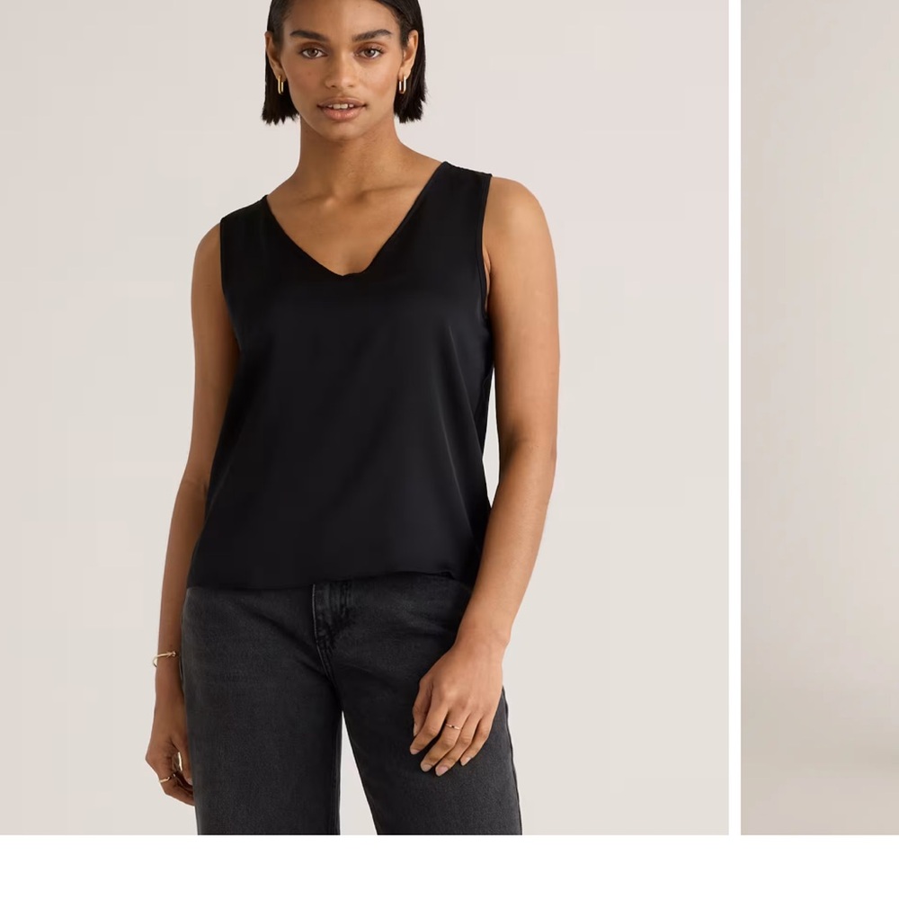 Black quince washable silk stretch top size small - Picture 4 of 4